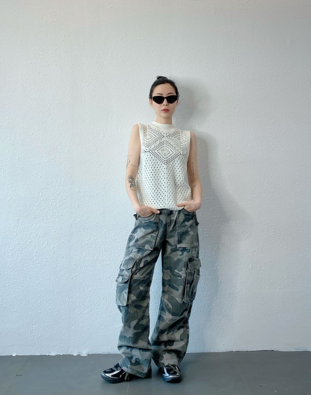 White Pattern Vest #250419